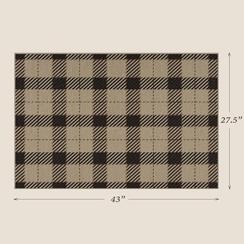 JTJ Easy Jute Front Porch Rug 27.5" x 43", Black & Beige Plaid - color: Beige Plaid, size: 2'3" x 3'7" (Rectangular)