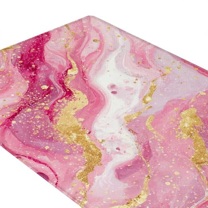Feelyou Pink Marble Kitchen Rugs Modern Marble Aesthetic Kitchen Mats Retro Watercolor Artwork Design Cushioned Anti-Fatigue Thick Duty Ergonomic Comfort Rug 17.32x29.53+17.32x47.24 inch - color: Pink