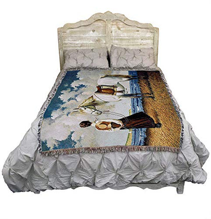 Pure Country Weavers Sea Captain's Wife Abiding Blanket by Charles Wysocki - Early America Coastal Ocean Beach Gift Tapestry Throw Woven from Cotton - Made in the USA (72x54) - color: Sea Captain's Wife