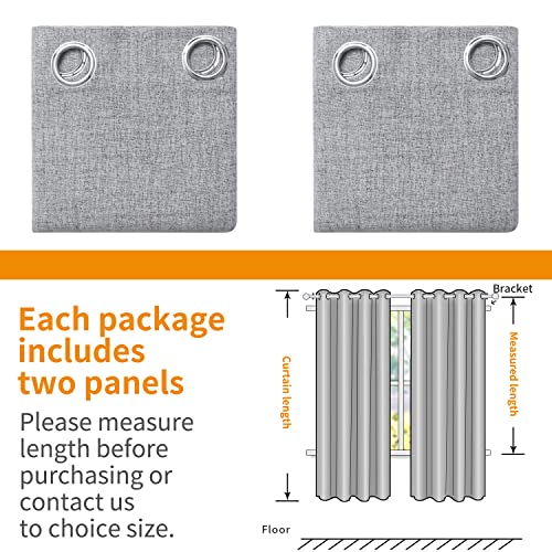 YoungsTex Grey Linen Blackout Curtains 40 Inch Length for Bedroom 2 Panels - color: Grey, size: 42"W x 40"L (Pack of 2)