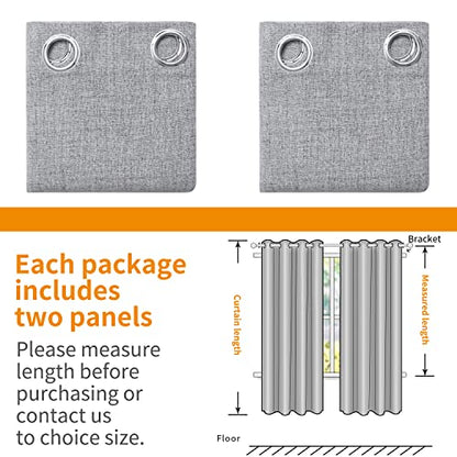YoungsTex Grey Linen Blackout Curtains 40 Inch Length for Bedroom 2 Panels - color: Grey, size: 42"W x 40"L (Pack of 2)