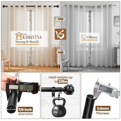 KAMANINA Black Curtain Rod 32 to 58 Inch, Adjustable Heavy Duty Rods - color: Black, size: 32-58"