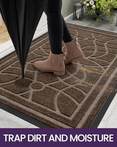 DEXI Front Door Mat Outside Entrance 32x48, Heavy Duty Non Slip, Brown - color: Brown, size: 32" X 48" (Rectangular)