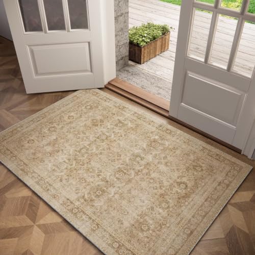 Washable 2x3 Entryway Rug, Non-Slip Door Mat, Brown/Taupe - color: Brown/Taupe, size: 2' x 3' (Rectangular)