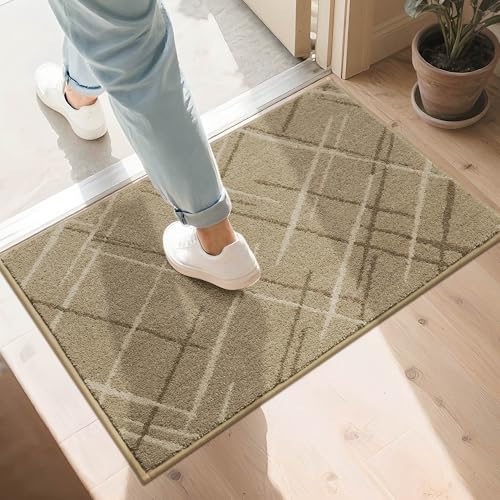 COSY HOMEER Front Door Mat Low Profile Non-Slip Doormat for Entryway,Beige - color: Beige, size: 2'8" x 1'8" (Rectangular)