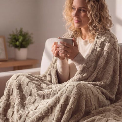 Bedsure Checkered Soft Cozy Throw Blanket for Couch, Light Brown,50"×60" - color: 03 Light Brown, size: Throw (50" X 60")
