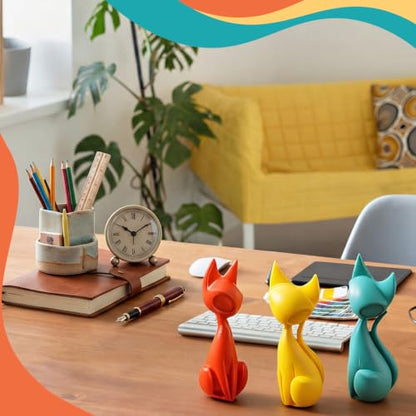 AceOrbit 3pcs Mid Century Modern Decor Medieval Long-Necked Cat Statues - style: Cat