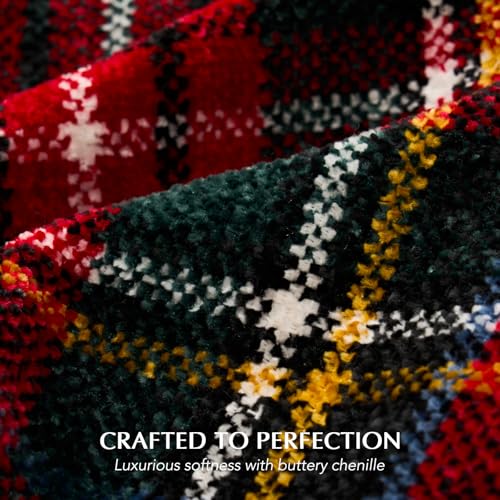 EverGrace Chenille Christmas Throw Blanket, 60"x80", Red Stewart Plaid - color: Plaid Christmas Red, size: 60"x80"