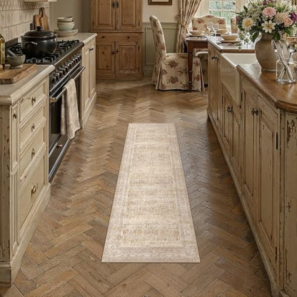 2x6 Beige Neutral Retro Runner Rug - color: Retro | Beige, size: 2' x 6' (Runner)
