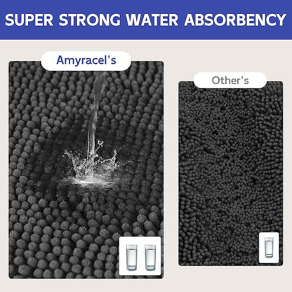Amyracel Bathroom Rugs Mat 48x60, Thick Soft Quick Dry Absorbent - color: Black, size: 48" x 60"