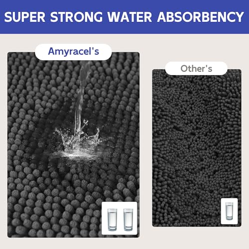 Amyracel Bathroom Rugs Mat 36x72, Thick Soft Quick Dry Absorbent - color: Black, size: 36" x 72"