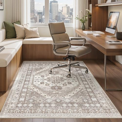 befbee 4x6 Washable Area Rug Non Slip Rug for Living Room Brown - color: Brown/Beige, size: 4' x 6' (Rectangular)