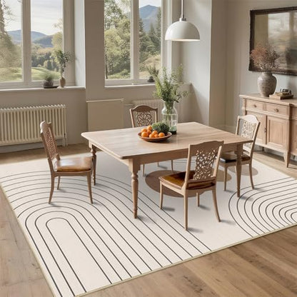 Area Rug 5x7 Boho Modern Geometric Beige Abstract Rug Living Room Washable - color: Beige, size: 7' x 5' (Rectangular)
