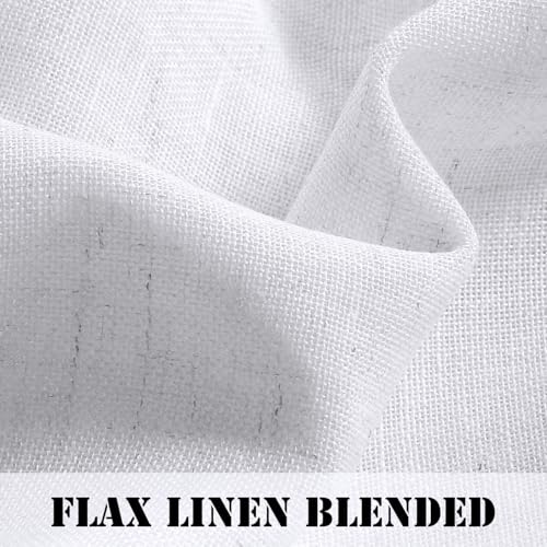 H.VERSAILTEX Window Curtain Linen Textured Semi Sheer Panels for Small Windows/Kitchen/Living Room/Bedroom, Rod Pocket, Natural & Durable (52 inch W X 63 inch L, Set of 2, Heathered White) - color: *Heathered White, size: 52"W x 63"L (Pack of 2)