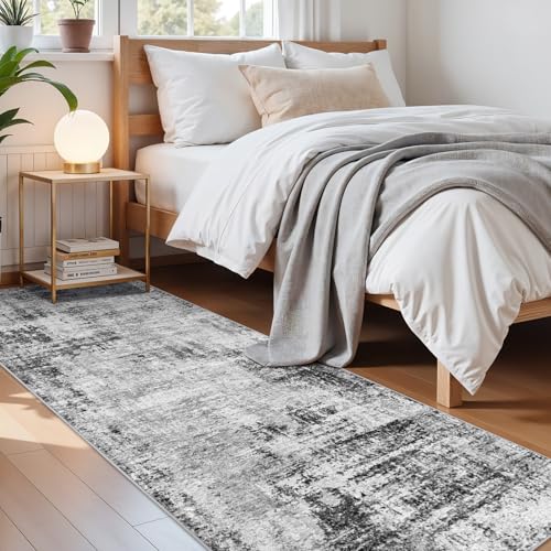 2x8ft Carpet Runner for Hallway: Washable Non Slip Kitchen Rug Black - color: Black, size: 2' x 8' (Runner)