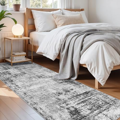 2x8ft Carpet Runner for Hallway: Washable Non Slip Kitchen Rug Black - color: Black, size: 2' x 8' (Runner)