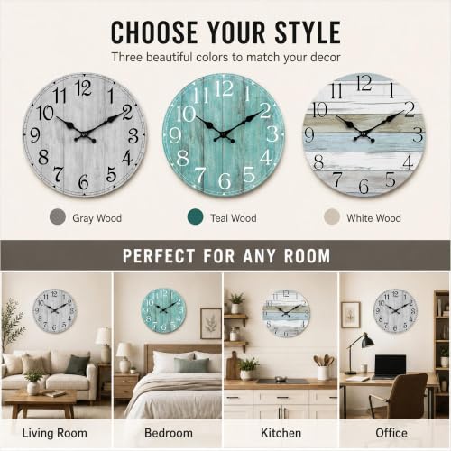 8 Inch Wall Clock, Silent Battery Operated Analog Clock, Grey - color: B-grey Retro, size: 8"