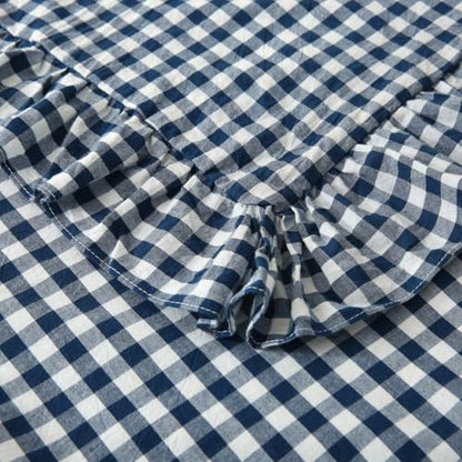 Silnuo Navy Blue/White Gingham Plaid Ruffled Body Pillow Cover 20"x54" - color: Navy Blue Plaid, size: Body Pillow (20" x 54") - 1 Piece