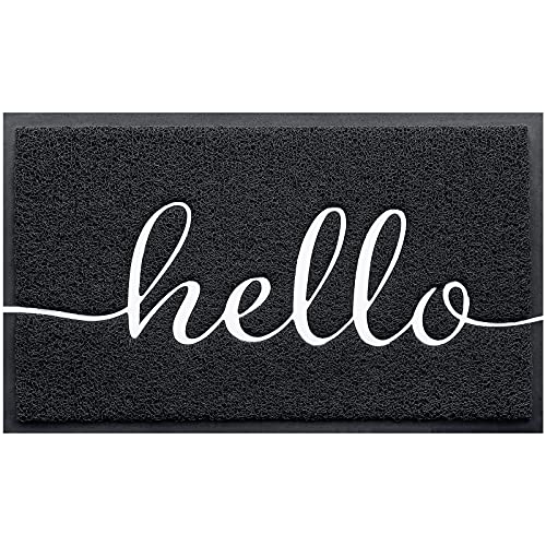 Door Mat Welcome Mat Floor Mat for Entryway, Patio, High Traffic Areas - color: Black-hello, size: 2'0" x 3'0" (Rectangular)