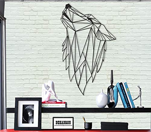 DEKADRON Metal Wall Art - Geometric Wolf - 3D Wall Silhouette Metal Wall Decor Home Office Decoration Bedroom Living Room Decor Sculpture (17" W x 29" H/46x74cm) - size: 29"L x 17"W