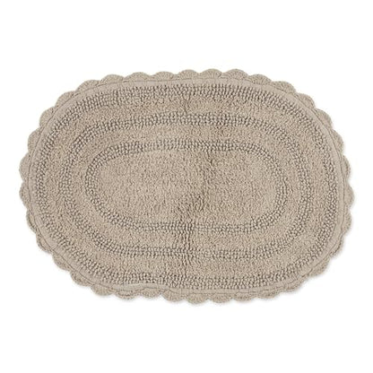 DII Crochet Collection Reversible Bath Mat, Small Oval, 17x24, Stone - color: Stone, size: 1'5" x 2' (Oval)