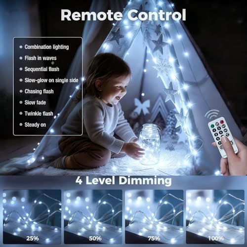 btfarm Fairy Lights Plug in with Remote, 66FT 200 LED Twinkle Lights - color: Cool White, size: 1 Pack-66FT