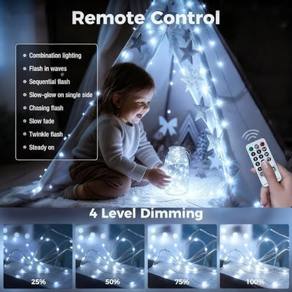 btfarm Fairy Lights Plug in with Remote, 66FT 200 LED Twinkle Lights - color: Cool White, size: 1 Pack-66FT