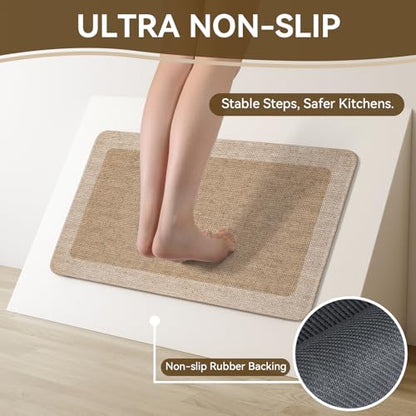Kitchen Rugs, Non Slip Rubber Backing Kitchen Mat, 17"x30", Brown - color: Brown, size: 17"x30"