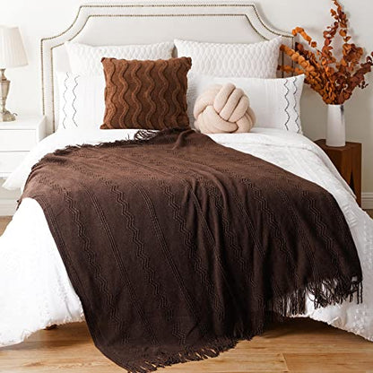 BATTILO HOME Brown Throw Blanket for Couch, 50"x60" - color: Brown Wavy, size: 50 x 60 in.