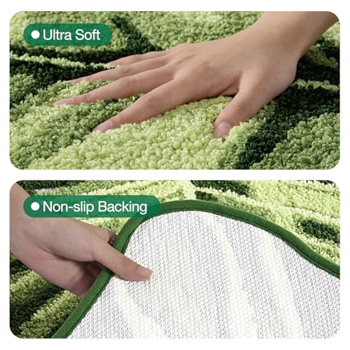 LUMI Bathroom Rug Green Leaf, Absorbent Non Slip Bath Mat, 31.5"x47" - color: Ample Monstera-large