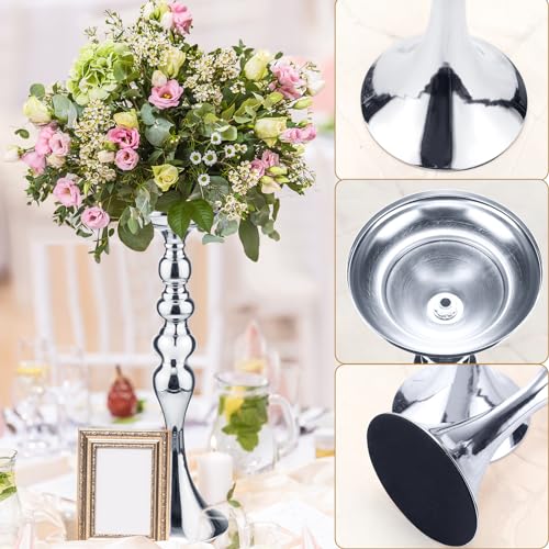 Sadnyy 16 Pcs Silver Metal Flower Vase, 16.9 Inch Wedding Table Centerpiece - color: Silver, size: 16.9 Inch