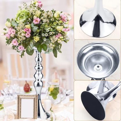Sadnyy 16 Pcs Silver Metal Flower Vase, 16.9 Inch Wedding Table Centerpiece - color: Silver, size: 16.9 Inch