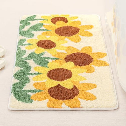 Molesun Sunflowers Bath Mat 16x31, Soft Absorbent Microfiber Bath Rugs - color: Sunflowers, size: 16" x 31"