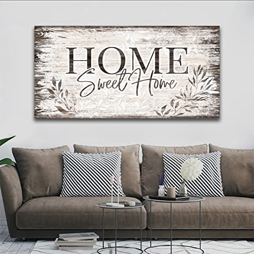 Home Sweet Home Wall Art Dark Brown Rustic Farmhouse Canvas Sign, 24"x48" - color: Home Sweet Home, size: 48"L x 24"W
