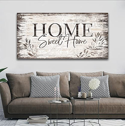 Home Sweet Home Wall Art Dark Brown Rustic Farmhouse Canvas Sign, 24"x48" - color: Home Sweet Home, size: 48"L x 24"W