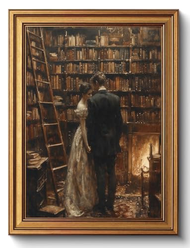 CHMMART Fall Wall Art Fores Stream Prints Moody Autumn Picture12x16in - color: Library couple, size: 12x16in