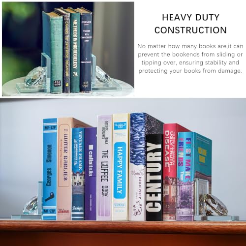 1 Pair Crystal Bookends with 80mm Clear Diamond for Heavy Books - color: Diamond