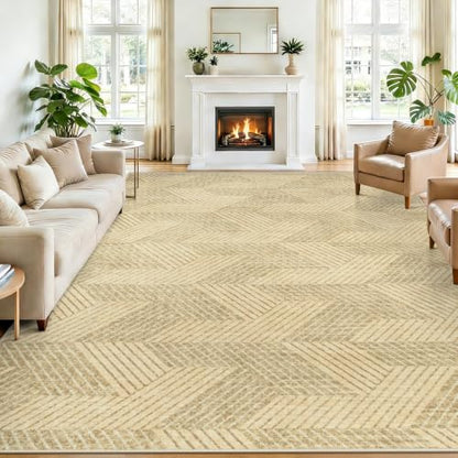 MXSANYOO Area Rugs 9x12 for Living Room, Washable Geometric Brown Carpet - color: Brown, size: 9' x 12' (Rectangular)