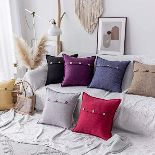 Home Brilliant Couch Throw Pillow Covers Handmade Burlap Linen Cushion Covers with Button Decorative Pillowcases for Sofa Bench, 12x20 inches, Set of 2, Light Grey - color: Light Grey, size: 20" x 12" (Pack of 2)
