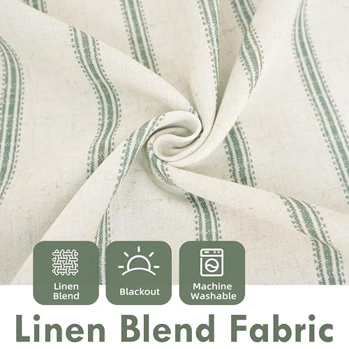 DriftAway Farmhouse Stripe Blackout Curtains Grommet, W52xL102, Loden Green - color: G Loden Green Stripe, size: 52"W x 102"L (Pack of 2)