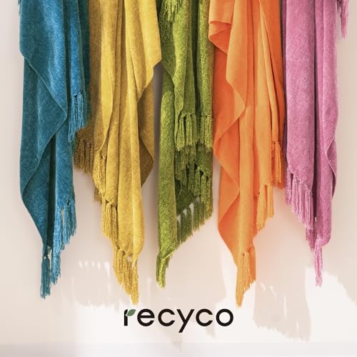 RECYCO Chenille Throw Blanket for Couch, 60"x80", Teal - color: Teal, size: 60'' X 80''