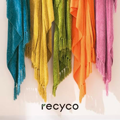 RECYCO Chenille Throw Blanket for Couch, 60"x80", Teal - color: Teal, size: 60'' X 80''