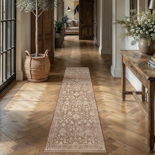 HUGEAR 2x8 Brown Neutral Runner Rugs Washable Rug Carpet - color: Brown, size: 2' x 8' (Runner)