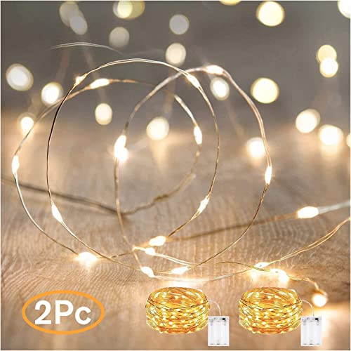ANJAYLIA Fairy Lights, 10ft 30 LED Mini String Lights Battery Operated Firefly Starry Lights for Wedding, Bedroom, Party, Christmas, Warm White 2 Pack - color: Warm White 2 Pack 30 LED