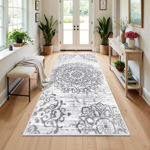 HEBE Hallway Runner Rug 3'x6', Washable Non Slip Kitchen Rug Runner - color: Grey, size: 3' x 6' (Rectangular)