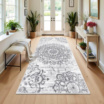 HEBE Hallway Runner Rug 3'x6', Washable Non Slip Kitchen Rug Runner - color: Grey, size: 3' x 6' (Rectangular)
