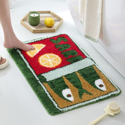 TRUEDAYS Sardine Bath Mat, Cute Bath Mat for Bathroom 20x30 Inch, Green - color: Green, size: 20x30 inches (Rectangular)