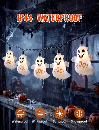 8.5FT Halloween Ghost Lights Outdoor, 10 LED Plug in Halloween Lights - color: Ghost String Lights
