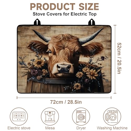 Stove Top Cover for Electric Stoves: All-in-One Heat-Resistant Protector Mat, Non-Slip Kitchen Counter Mat Cow Pattern 28''x20'' - color: CH186