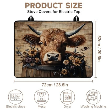 Stove Top Cover for Electric Stoves: All-in-One Heat-Resistant Protector Mat, Non-Slip Kitchen Counter Mat Cow Pattern 28''x20'' - color: CH186